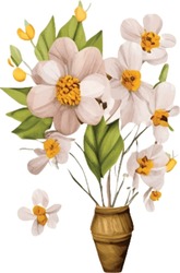Spring Love Flowers Vase Watercolor Illustration. Lovely flowers decoration watercolor illustration with spring flowers.