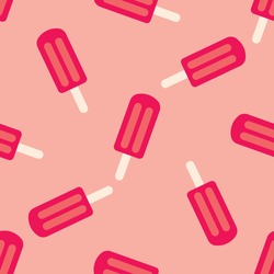 Vector seamless pattern of ice cream. Ice cream with fruit juice. Popsicle on a stick