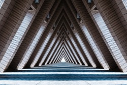 urban architecture tunnel , triangle shape   corridor -