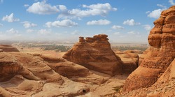 desert  landscape, mountain panorama view, saudi arabia
