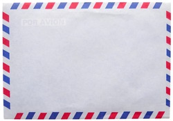 vintage  airmail envelope isolated on white background