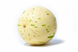 A large Honeydew melon on a white background.