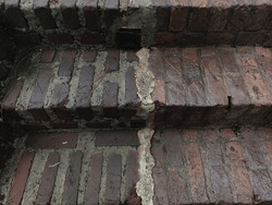 Brick stairs after being hit by rain