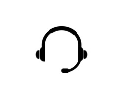 Headset icon, Support Headphone. Flat Vector Icon illustration. Simple black symbol on white background. Headset, Support Headphone sign design template for web and mobile UI element
