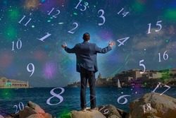 Numbers on a mystical background, numerology
