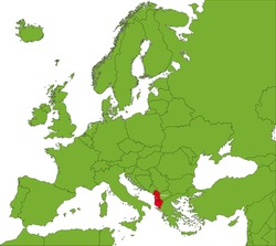Location of Albania on the Europa continent