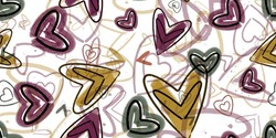 Cute Heart Doodle Seamless Pattern. Vector illustration