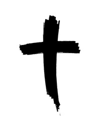 Hand drawn cross. Vector cross. The cross is made with a brush