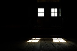 Light passes through the window into dark room