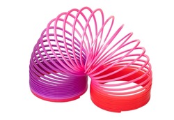 red-purple slinky, colorful flexible children's toy, funny plastic toy