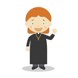 Cute cartoon vector illustration of a priest. Women Professions Series