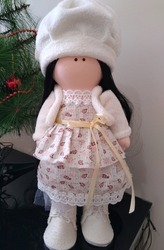 Cloth doll with dress and long black hair