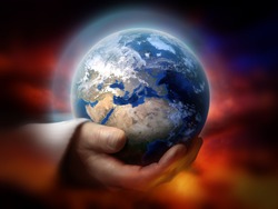 God holding the earth conceptual theme
