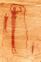 Pictograph of warriors on wall