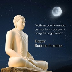 Buddha Purnima, Buddha statue meditation in moony night
