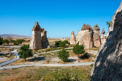 Fairy Chimneys. Fairy chimneys in Pasabagi Cappadocia. Pasabagi Archaeological Site in Avanos Nevsehir.
