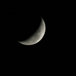 Crescent moon in clear sky