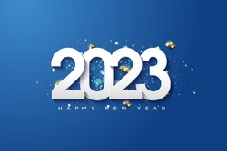 new year 2023 with white numbers on a blue background
