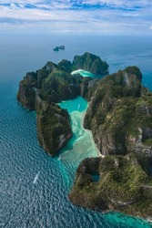 Pileh lagoon and Maya Bay in Phi Phi Leh island, Famous place snorkel, Andaman sea, Krabi, phuket, Travel in your dream Thailand, Beautiful destination place Asia, Summer holiday outdoor vacation trip