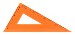 Orange triangle ruler plastic classic isolated on white background