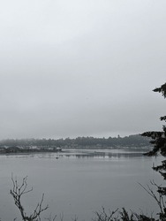 View of the Yaquina Bay at low tide in winter