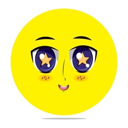 Colorful Anime Expression Emoji.  Face Icon Illustration. Vector Design Art Trendy Communication Chat Elements. For Cards, T-Shirts, Wallpaper, Greeting Cards, etc.