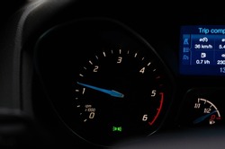 Car Instruments Dash Panel Closeup. RPM and Speed Metering. Transportation Photo Stock