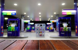 Look out from the table, to see gas station ,use for product presentation
related Images.