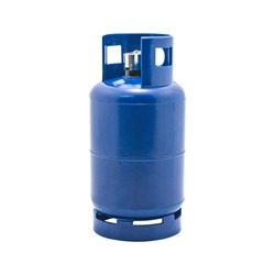 Gas tank with lighters holder isolated on white background. LPG Gas bottle. ( Clipping path )