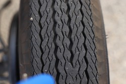 Black tires with threads of old car 