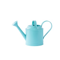 Blue watering can isolated on white background. Gardening equipment isolated.