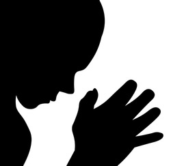 Praying child silhouette vector illustration