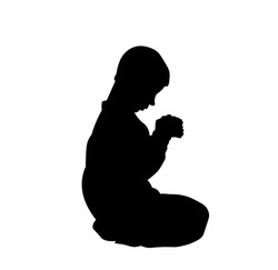 Praying child silhouette vector illustration