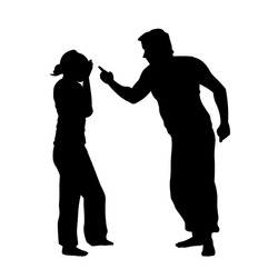 Couple quarreling and shouting silhouette vector illustration isolated on white background. Break up concept.
