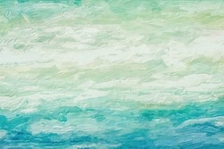 Follow the waves as they drift out to sea.  This abstract has textured brush strokes to indicate moving water and the beautiful green colors are lovely.