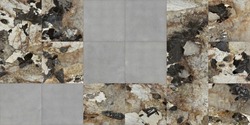 Beautiful patchwork pattern. Mixed of matt concrete and glossy jewel marble