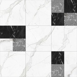Beautiful patchwork pattern. Mixed of black and white marbles and geometric decoration