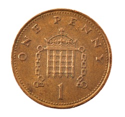 1 pence coin - detailed closeup macro