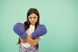 determined successful kid boxer. fight for success. confident child ready for competition.