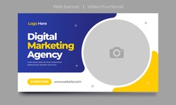 Fully Editable video thumbnail design for opening video tutorials. Customizable thumbnail for live workshop business and webinar. web banner template. Video cover photo for video services, internet