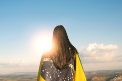 woman with brazilian flag