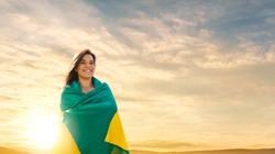 Woman with brazilian flag, independece day