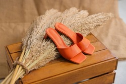 Orange Summer Slippers, summer shoes fashion, holiday sandals 