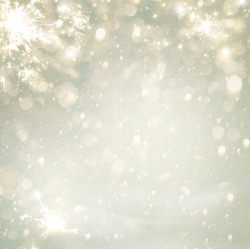 Abstract Christmas Golden Holiday Background  Glitter Defocused Background With Blinking Stars. Blurred Bokeh 