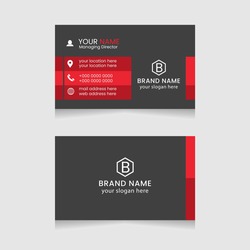 Red vector modern abstract clean and simple business card template, Horizontal name card, Stylish stationery design and visiting card, Creative and professional business card design.