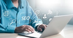 SEO Search Engine Marketing. internet technology for business company. Optimization Internet Website Traffic Ranking.