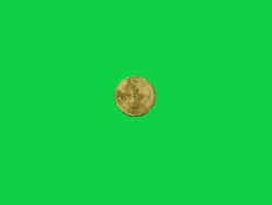 Malaysian 50 cent coin with green screen background.
