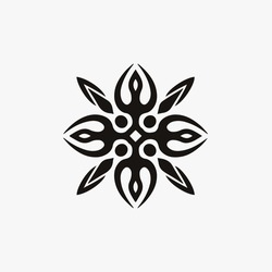 Black Mandala Trident Symbol Logo on White Background. Stencil Decal Tattoo Design. Flat Vector Illustration.