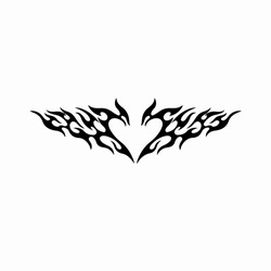 Flaming Heart Love Symbol Logo on White Background. Tribal Stencil Tattoo Design Concept. Flat Vector Illustration.