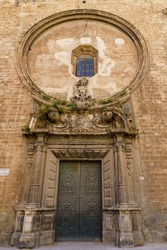 Facade of the church of Santos Juanes in the city of Valencia, in Spain.